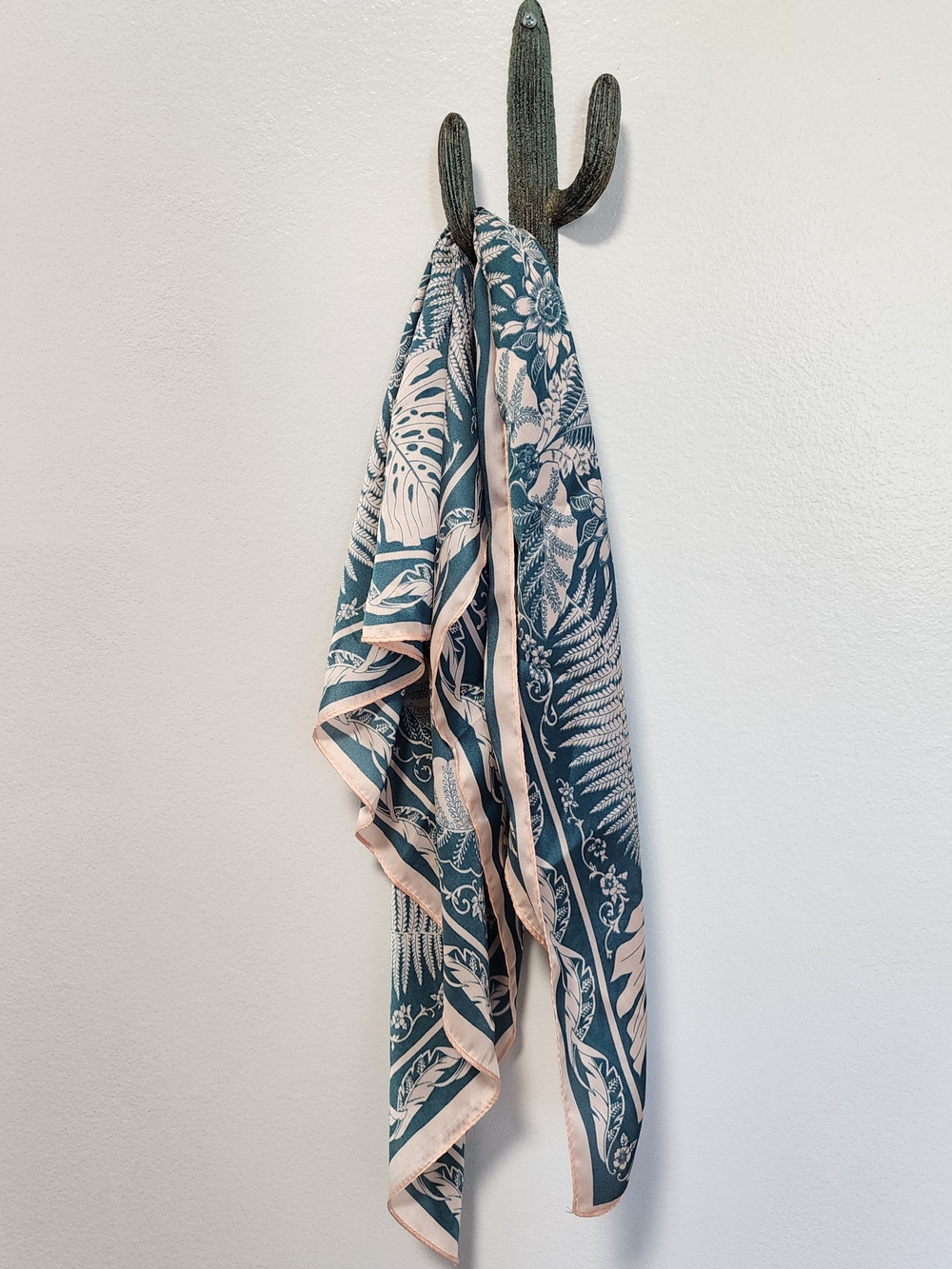 Tropical Botanical Silk Pink And Blue Scarf